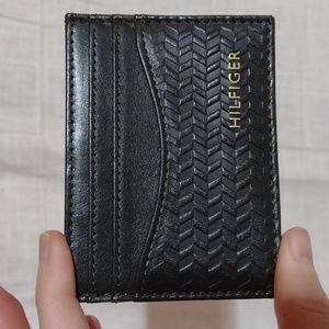NWOT Hilfiger card case - dark olive green leather